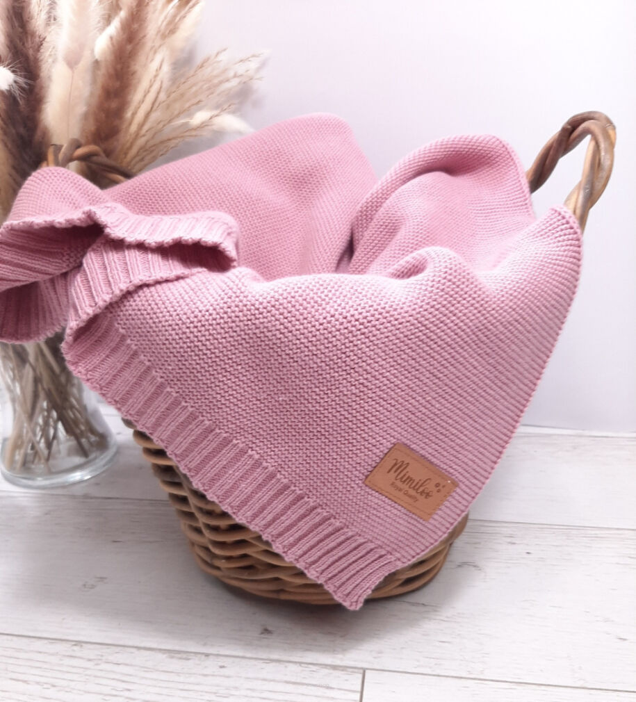 Kocyk niemowlęcy 100% Bawełna 80x100 cm - Brudny Róż