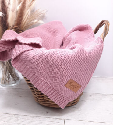 Kocyk niemowlęcy 100% Bawełna 80x100 cm - Brudny Róż